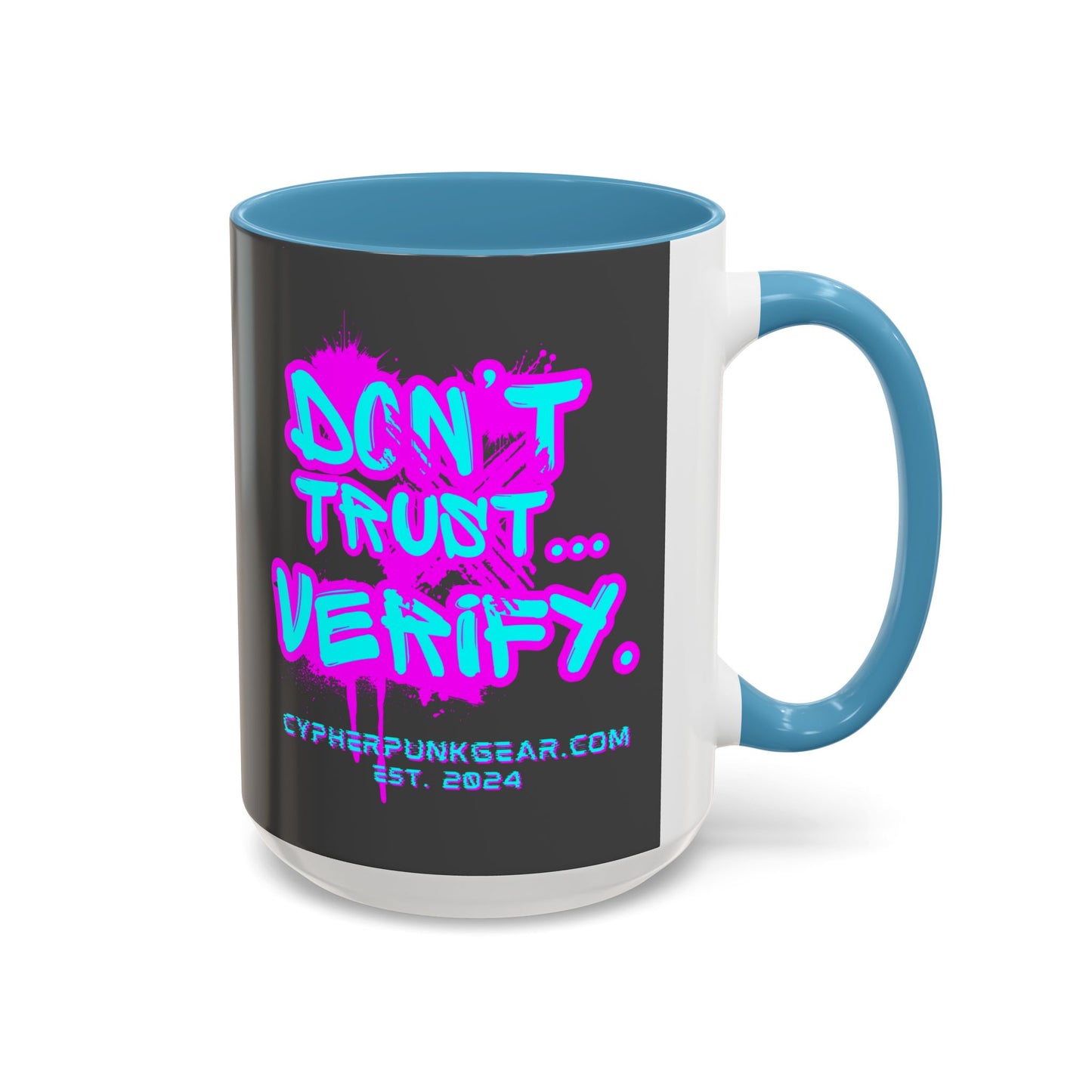 Don't Trust...Verify. Grey Accent Mug by cypherpunkgear.com