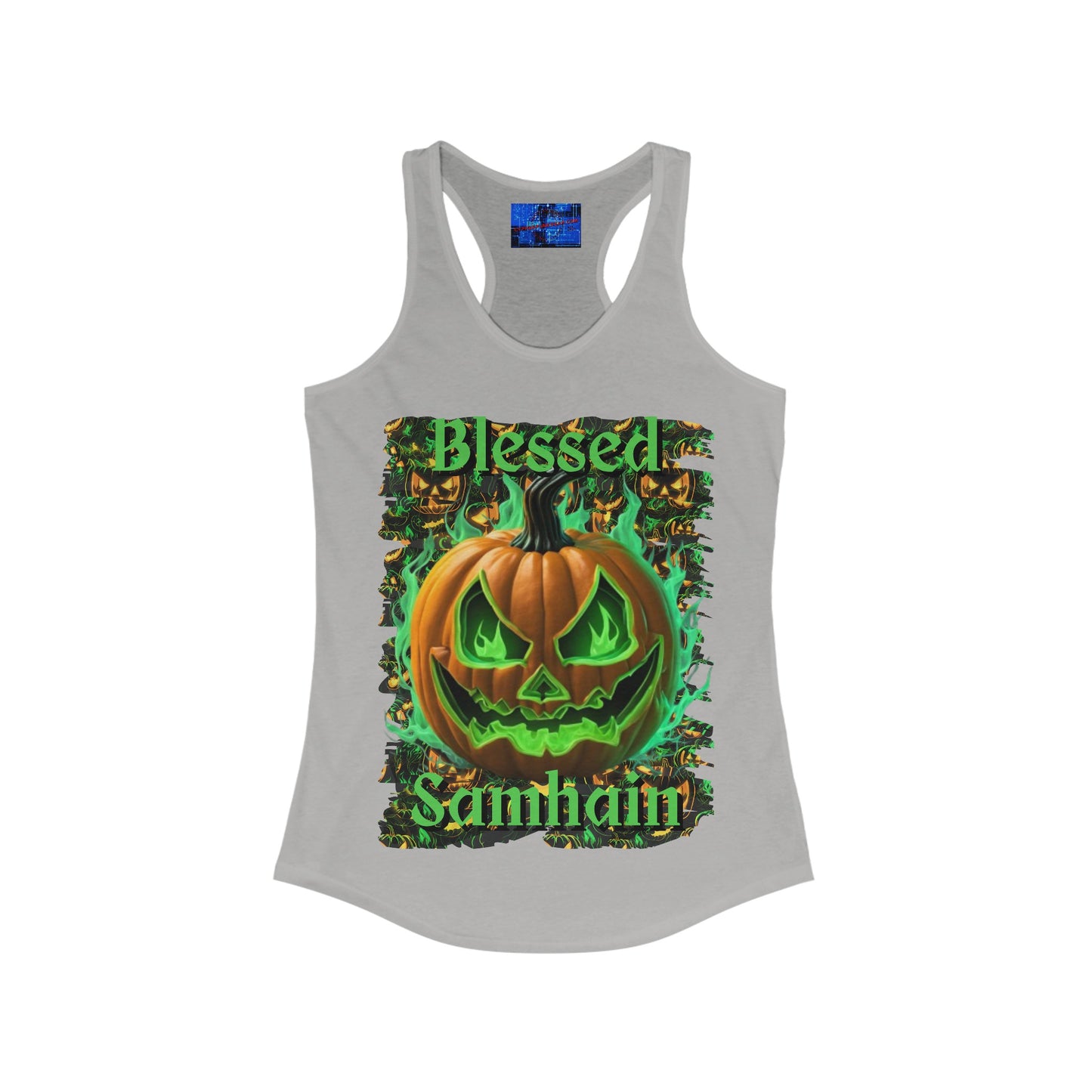 Blessed Samhain Green Jack Women's Racerback Tank Top by cypherpunkgear