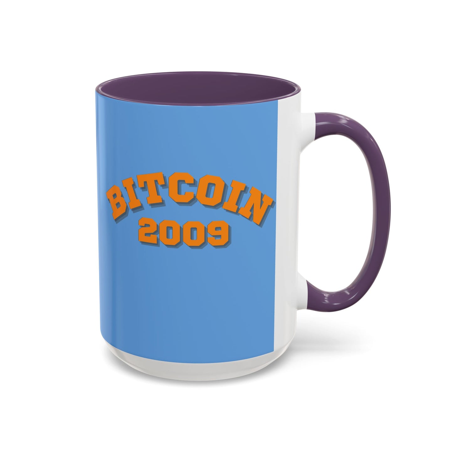 Bitcoin 2009 Light Blue Accent Mug by cypherpunkgear.com