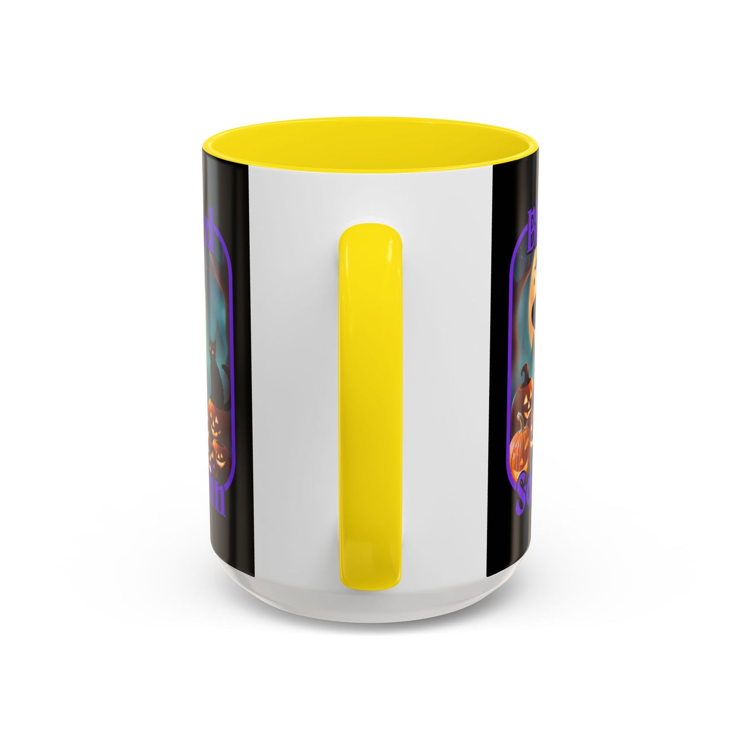 Blessed Samhain Cute Witch Purple font Black Accent Mug by CreepyCrafts.boo