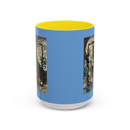 Yōkai Happy Halloween Light Blue Accent Mug by CreepyCrafts.boo