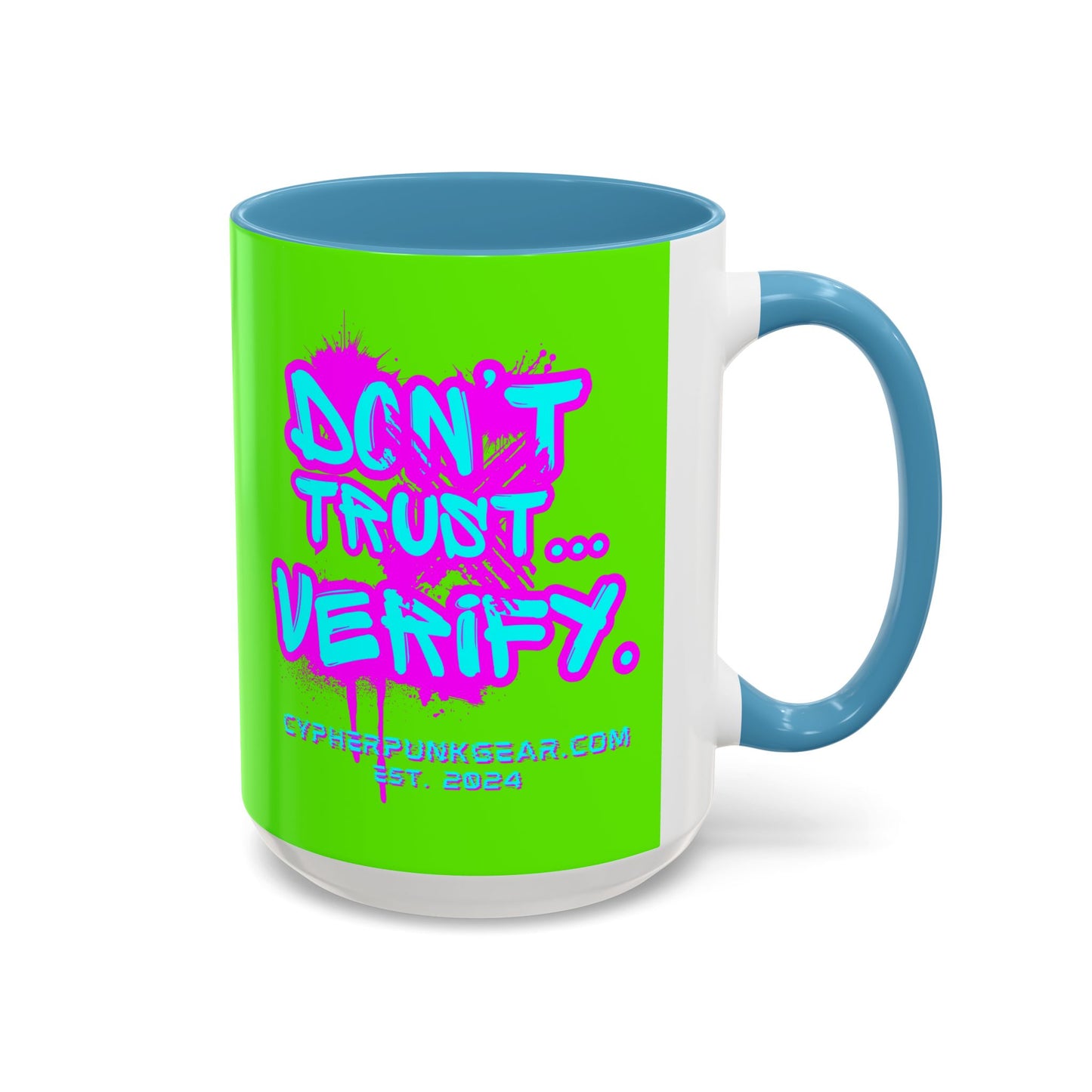 Don't Trust...Verify. Green Accent Mug by cypherpunkgear.com