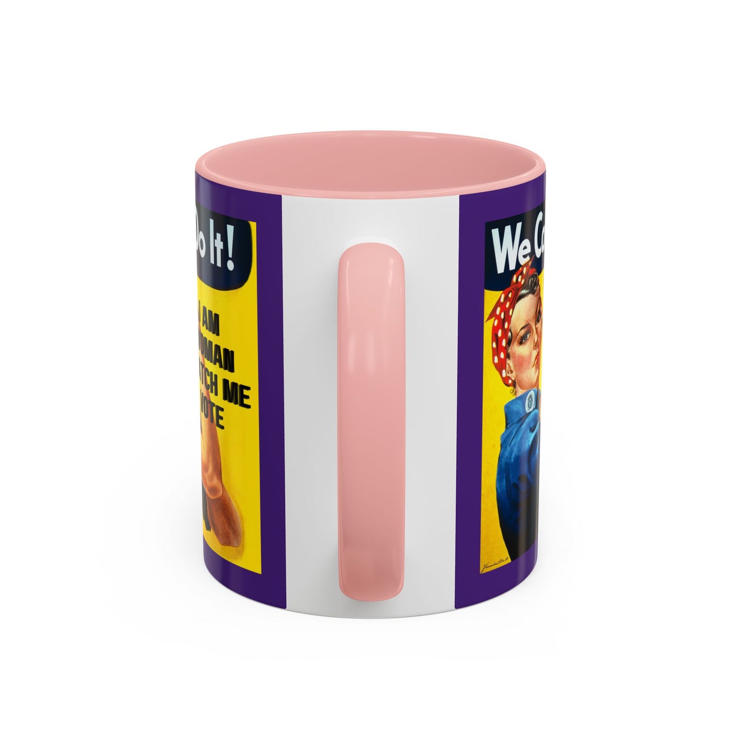 I Am Woman Watch Me Vote Rosie Purple Accent Mug by cypherpunkgear.com