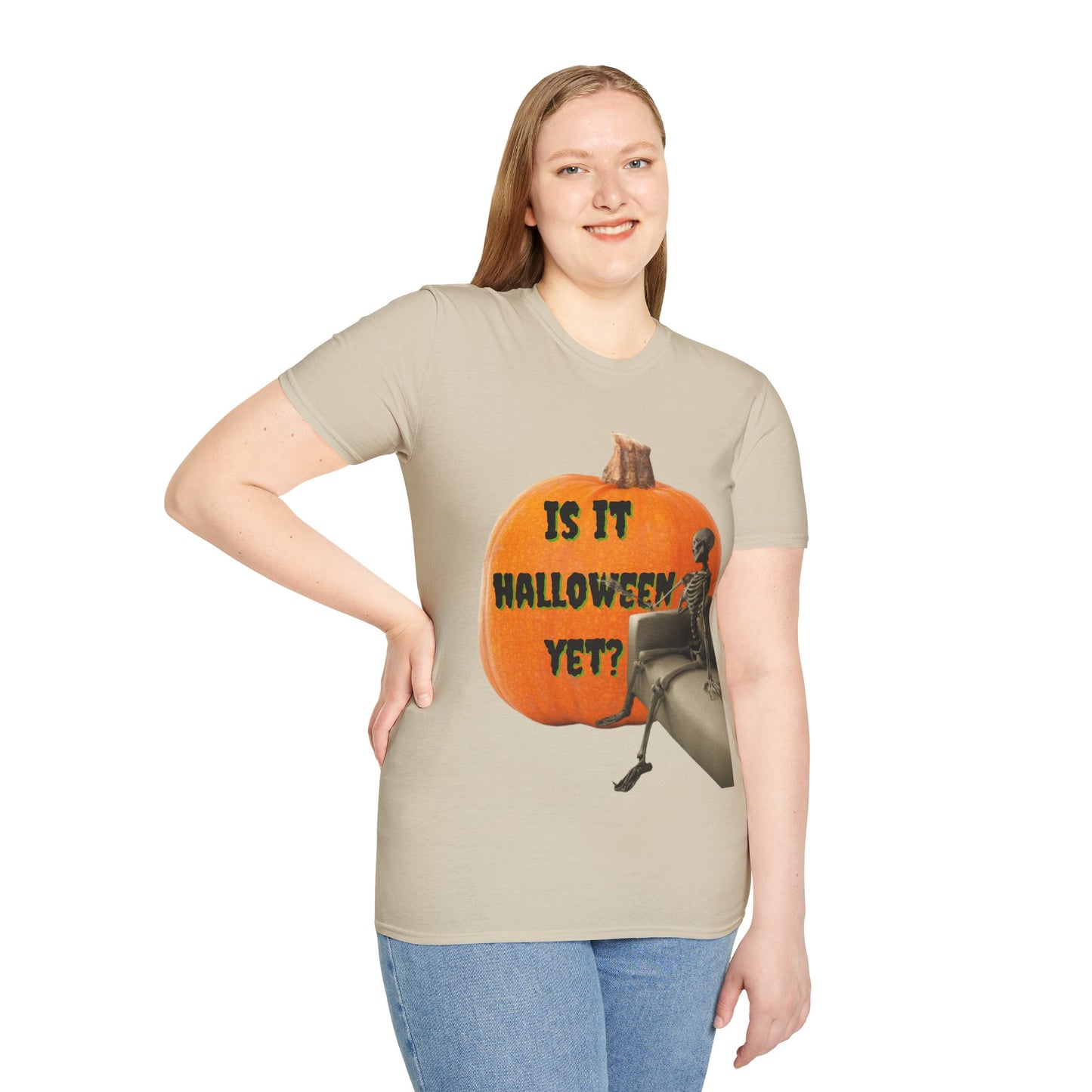 Is it Halloween yet? Skeleton's Giant Pumpkin Light colors Unisex T-Shirt by CreepyCrafts.boo