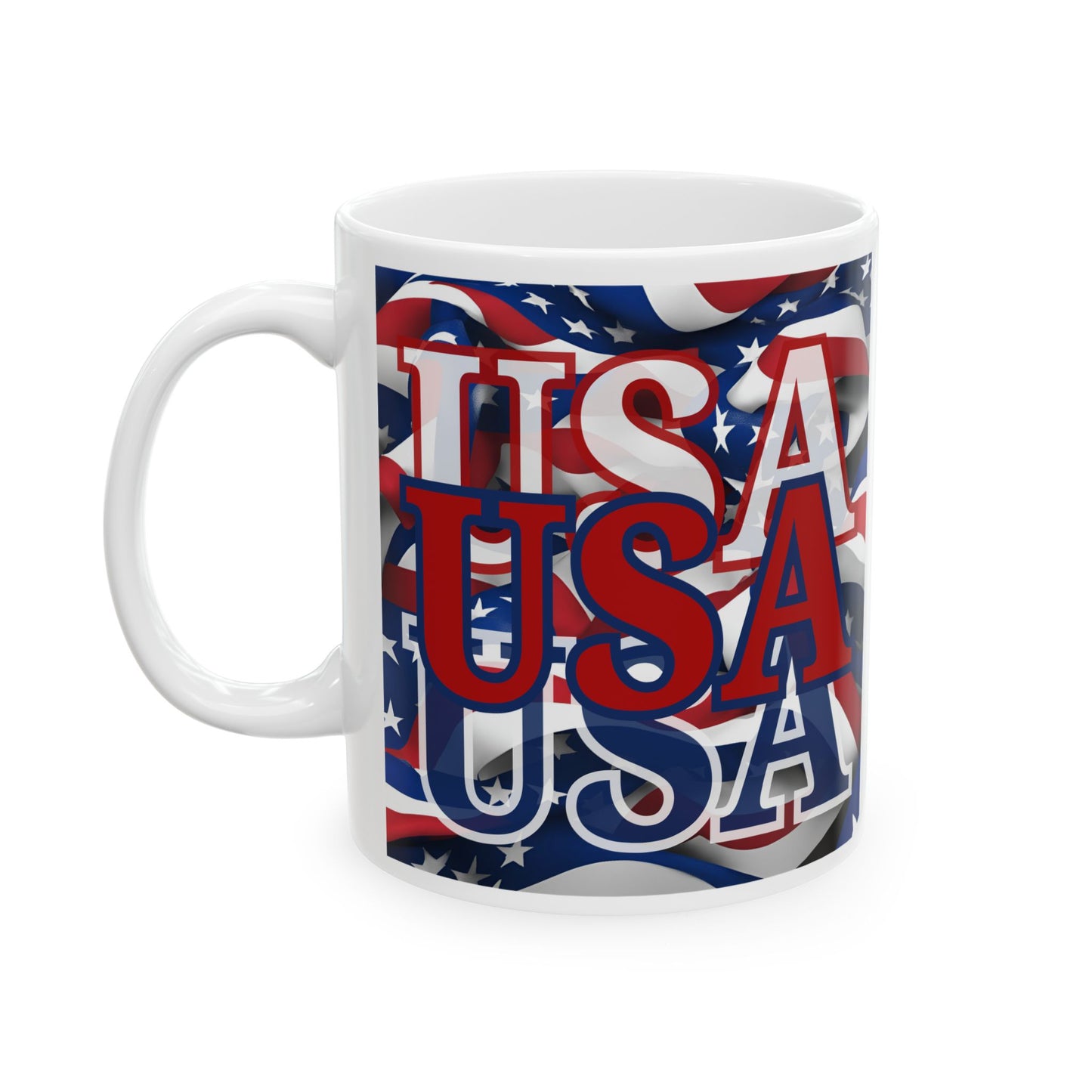 USA Red font Center Patriot White Mug by cypherpunkgear.com