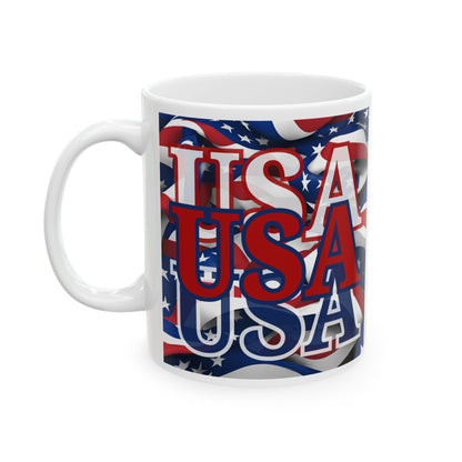 USA Red font Center Patriot White Mug by cypherpunkgear.com