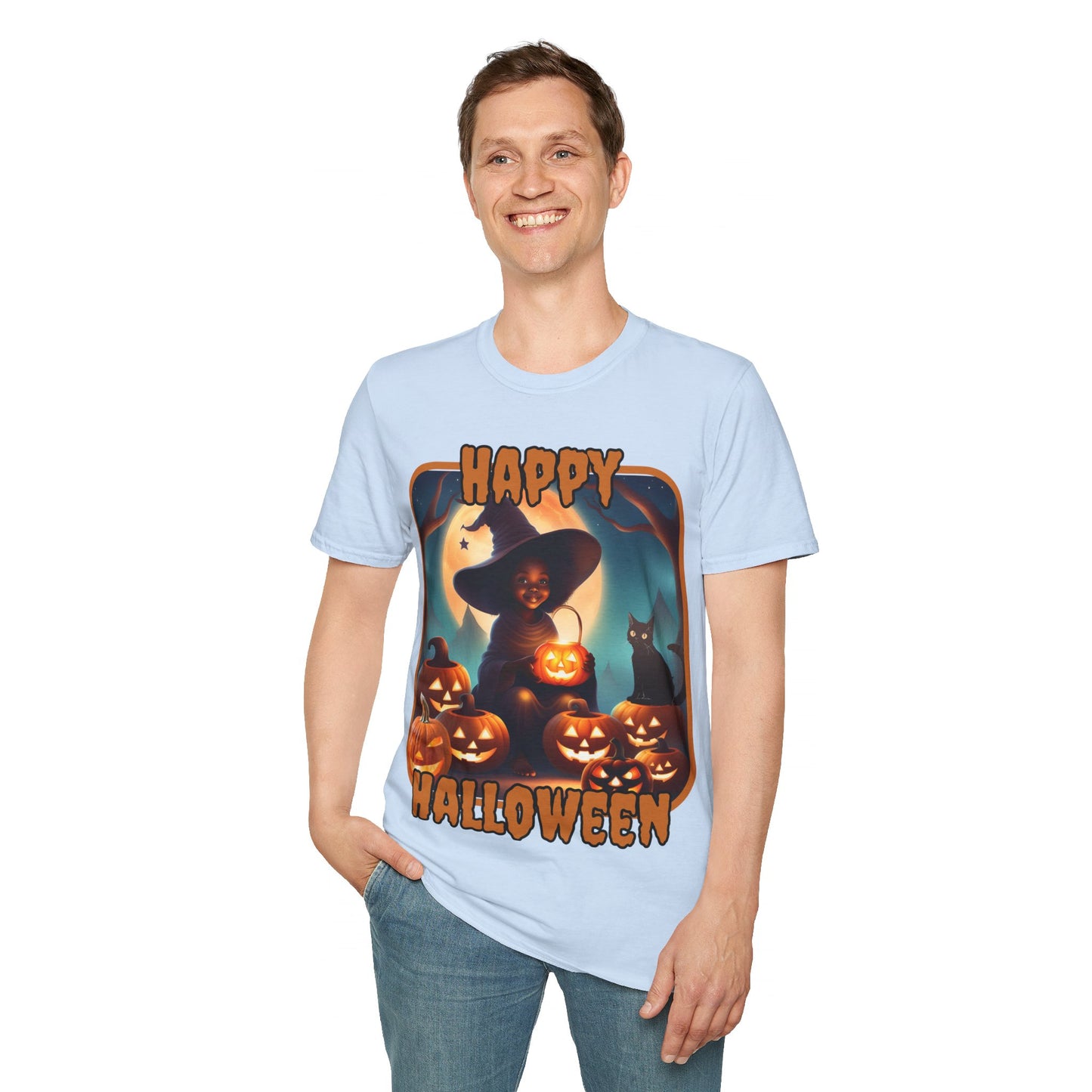 Happy Halloween Cute Witch ORfont LTcolors Unisex T-Shirt by cypherpunkgear