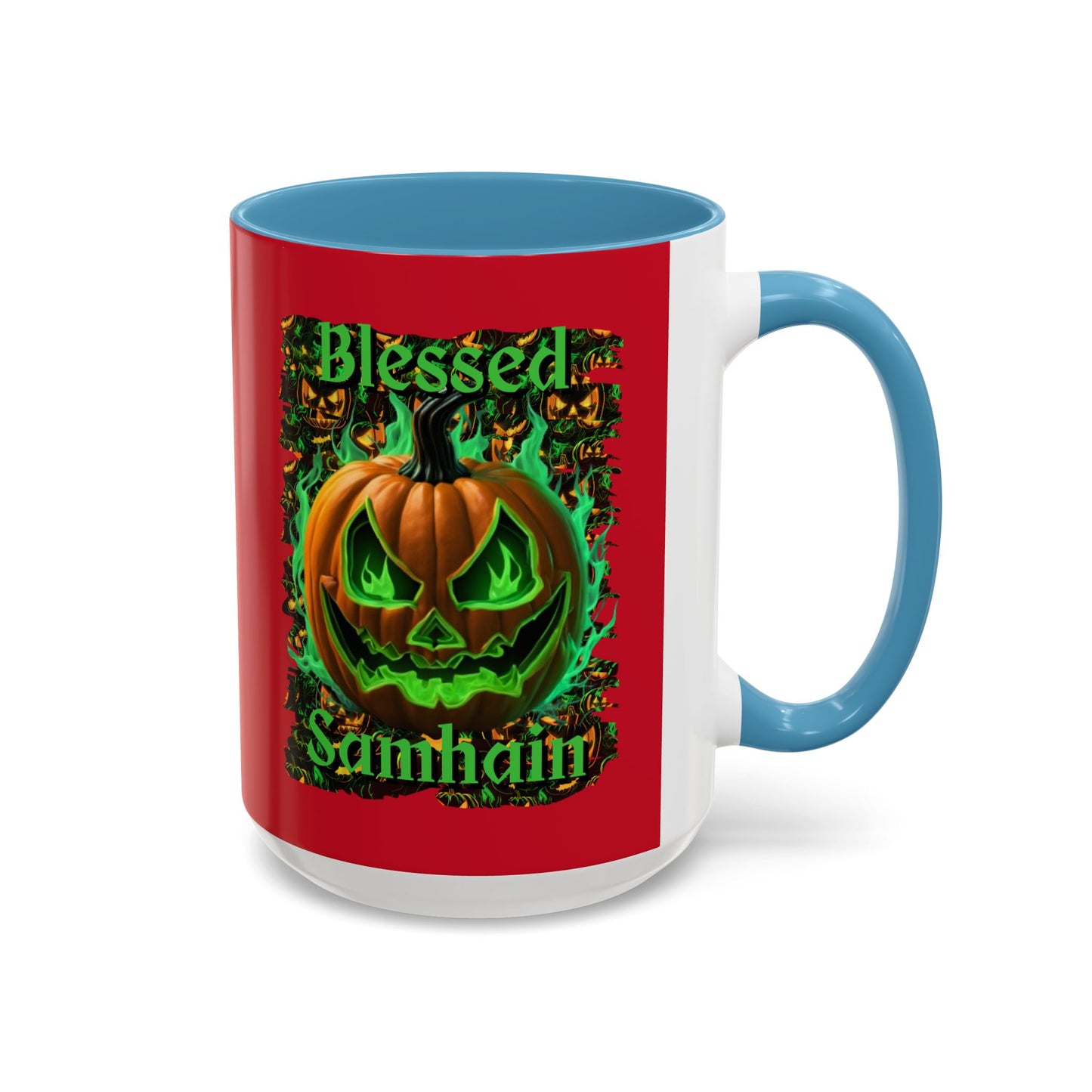 Blessed Samhain Green Jack Red Accent Mug by CreepyCrafts.boo
