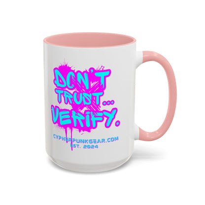 Don't Trust...Verify. White Accent Mug by cypherpunkgear.com