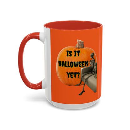 Is it Halloween yet? Skeleton's Giant Pumpkin Orange Accent Mug by CreepyCrafts.boo