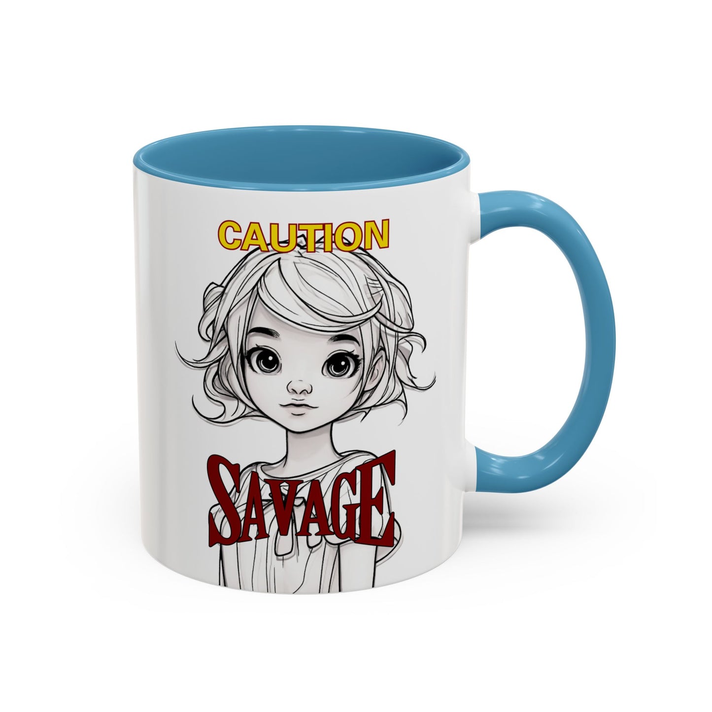 Caution, Savage White Accent Mug by cypherpunkgear.com