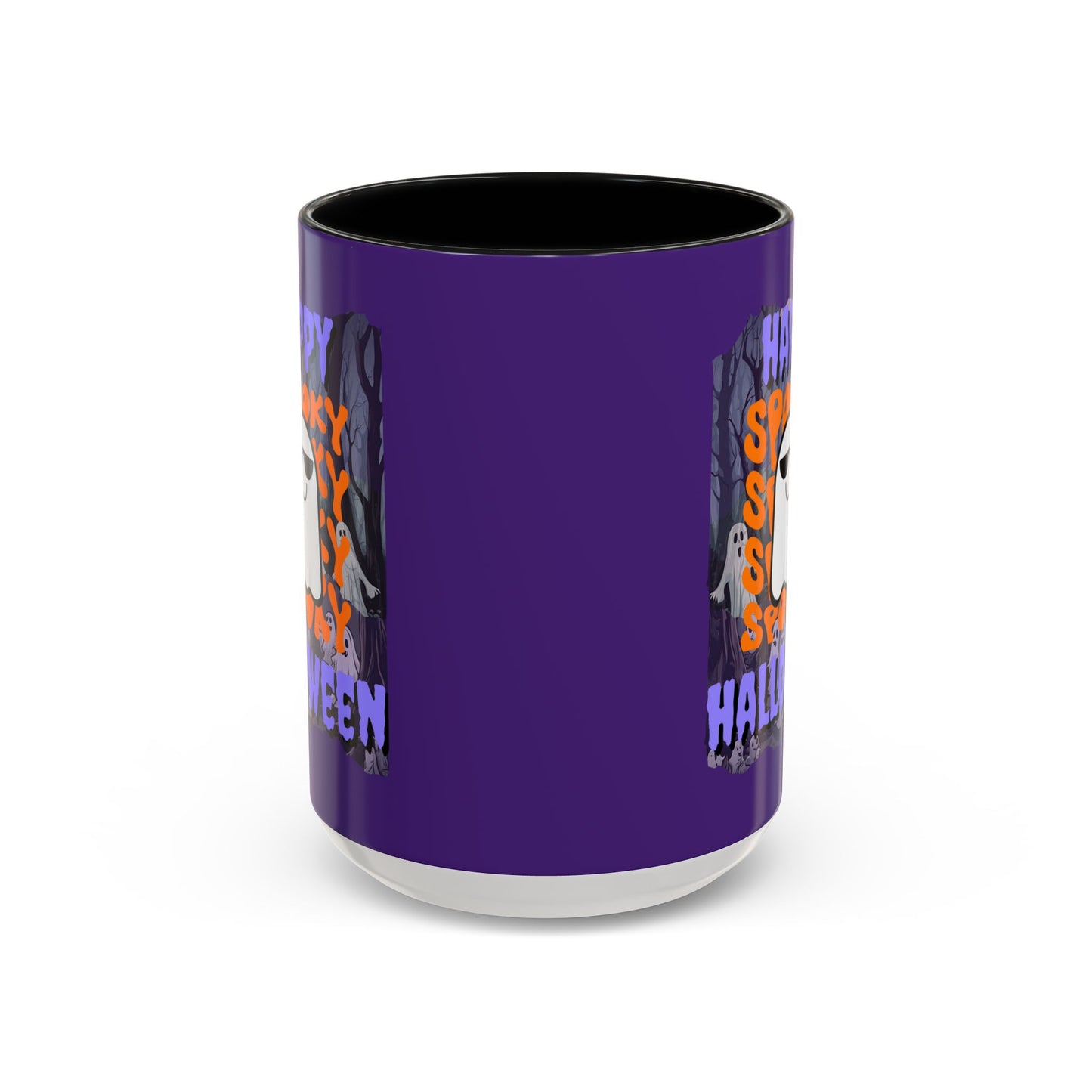 Spooky Happy Halloween Ghost PRfont Accent Mug by cypherpunkgear