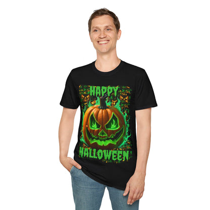 Happy Halloween Green Jack Unisex T-Shirt by cypherpunkgear