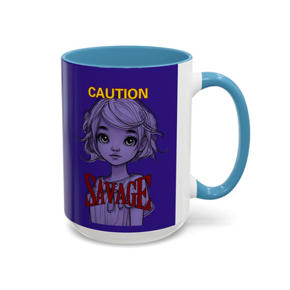 Caution, Savage Dark Purple Accent Mug by cypherpunkgear.com