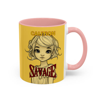 Caution, Savage Yellow Accent Mug by cypherpunkgear.com