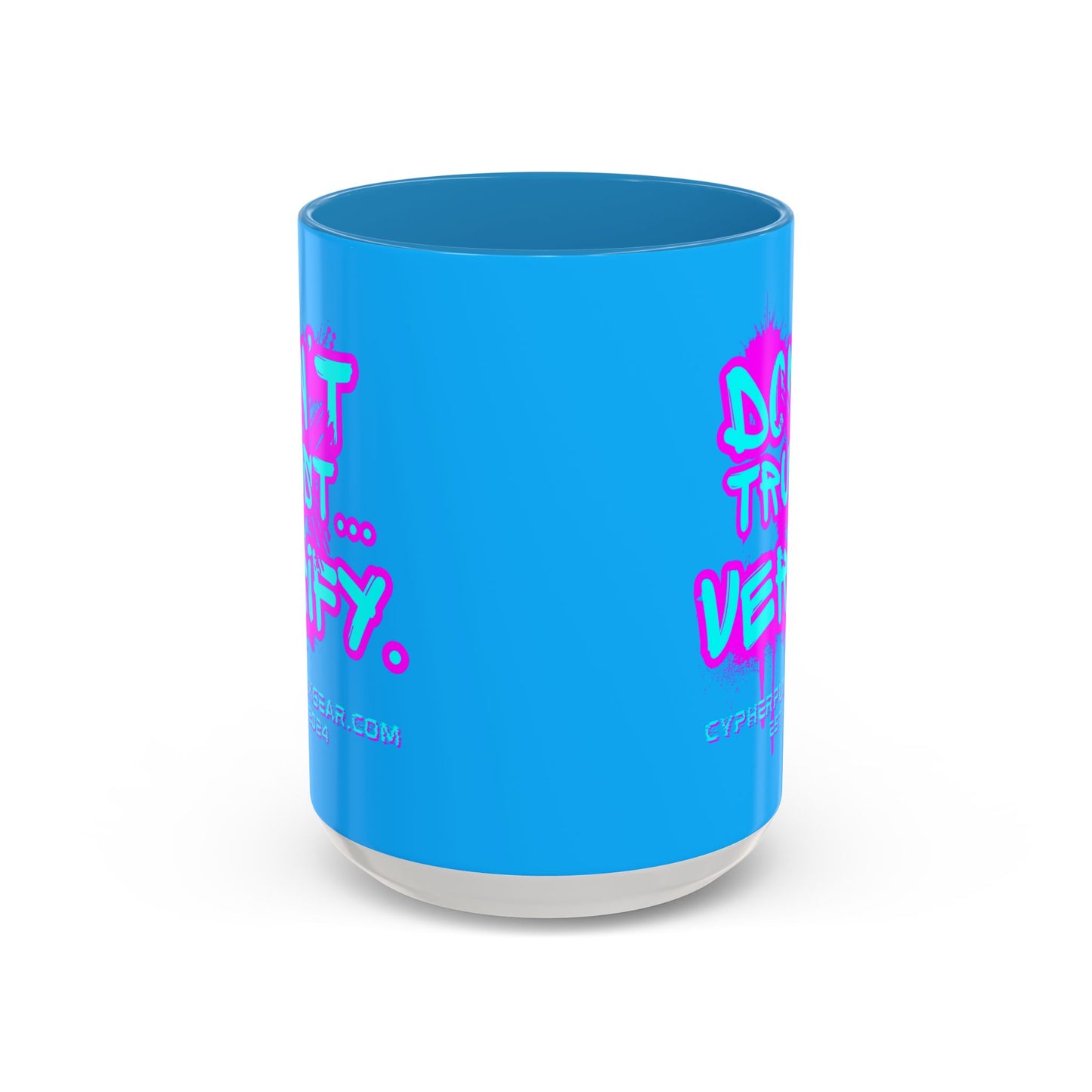 Don't Trust...Verify. Light Blue Accent Mug by cypherpunkgear.com