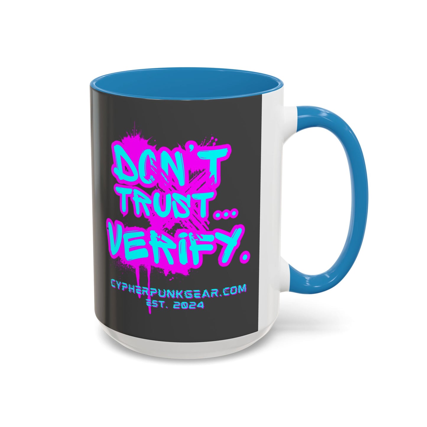 Don't Trust...Verify. Grey Accent Mug by cypherpunkgear.com