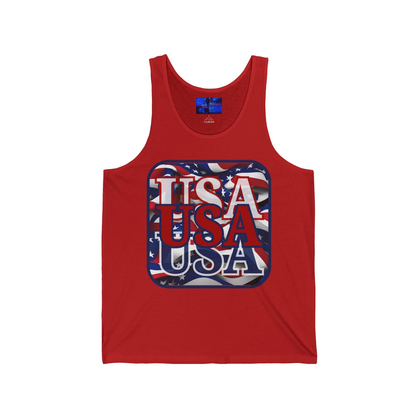 RED White and Blue USA Patriot Unisex Jersey Tank Top by cypherpunkgear