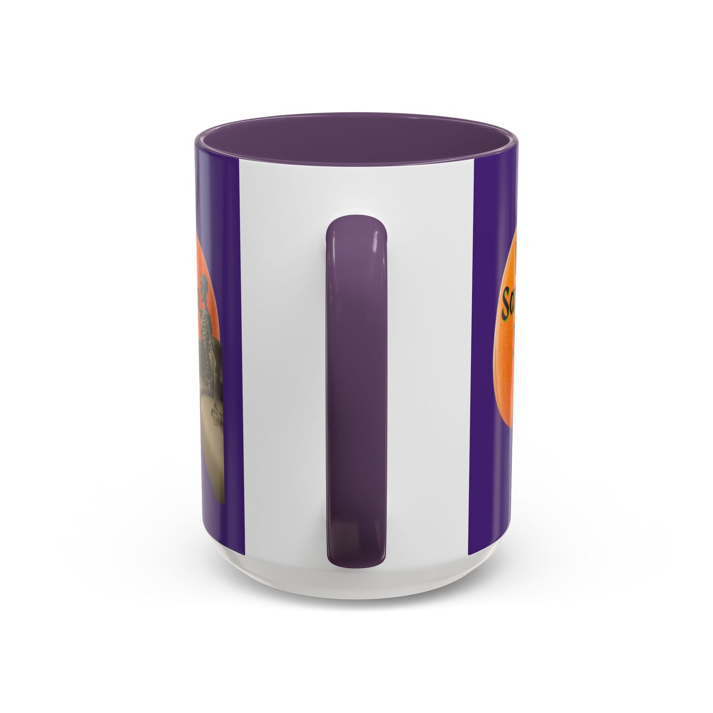 Is It Samhain Yet? Skeleton's Giant Pumpkin Purple Accent Mug by CreepyCrafts.boo