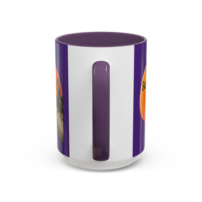 Is It Samhain Yet? Skeleton's Giant Pumpkin Purple Accent Mug by CreepyCrafts.boo