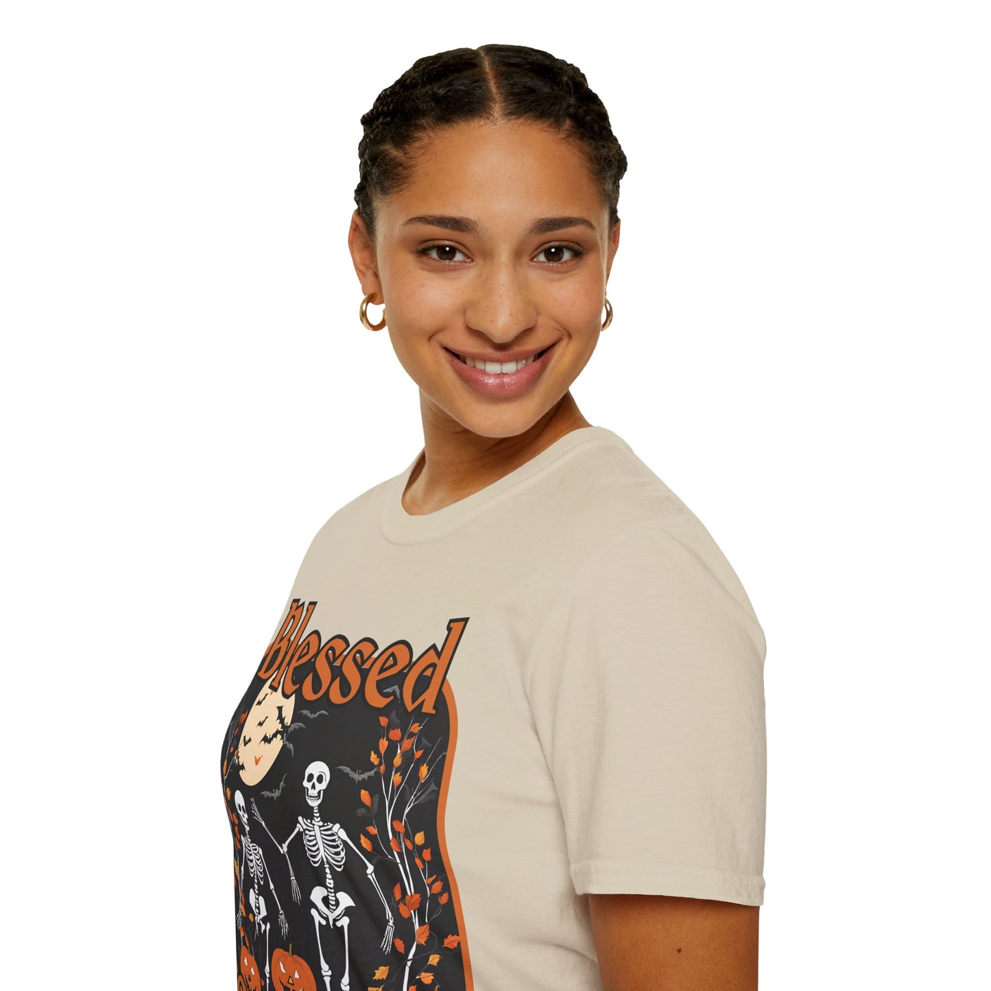 Spooktacular Skeletons of Samhain Light colors Unisex T-Shirt by CreepyCrafts.boo