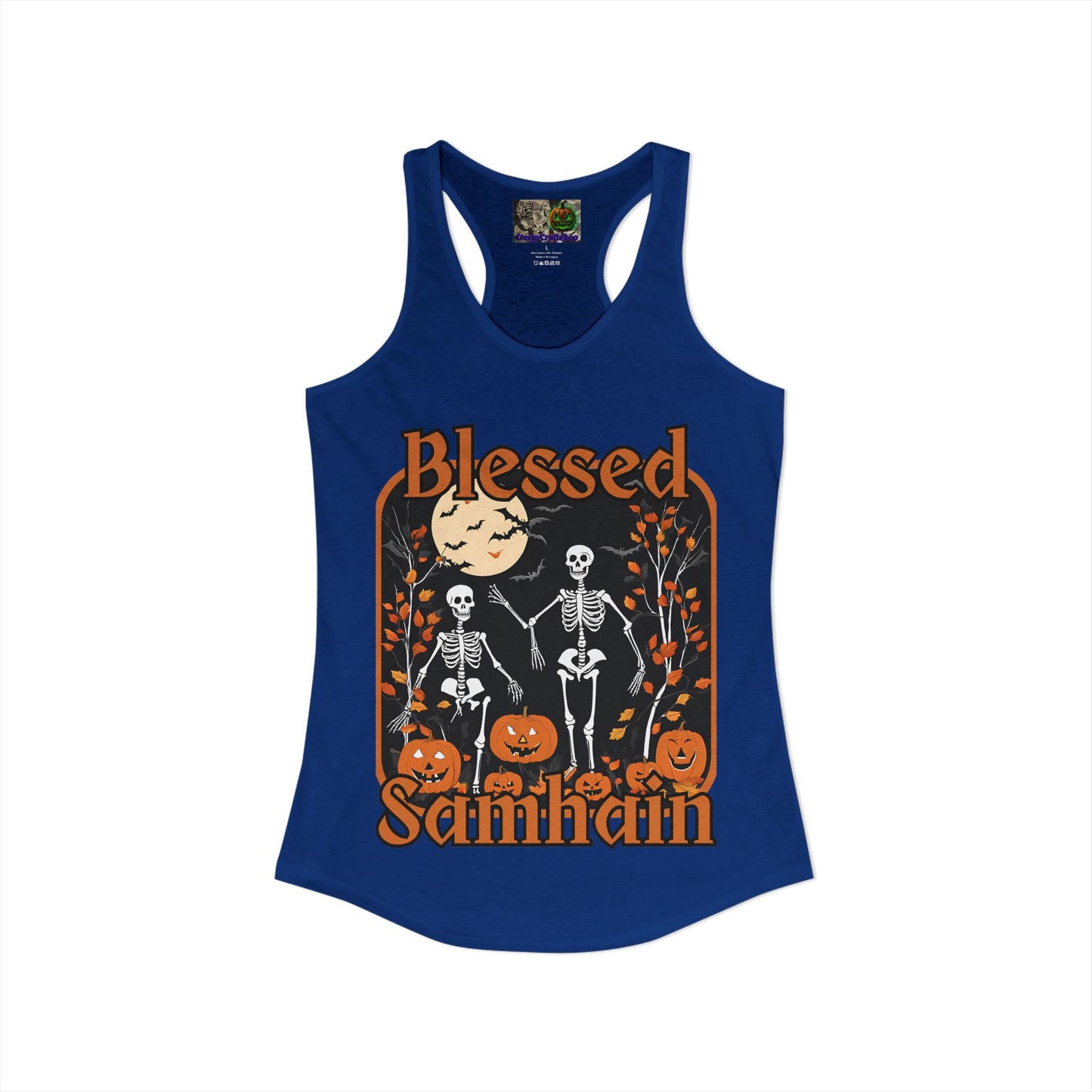 Spooktacular Skeletons of Samhain Women's Racerback Tank Top by CreepyCrafts.boo