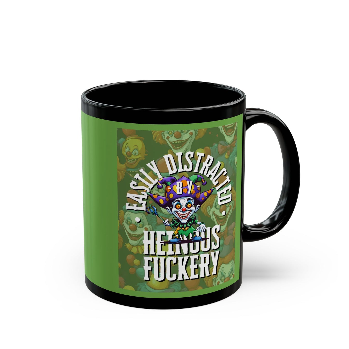 Easily Distracted by Heinous Fuckery Little Jinx Green Mug by cypherpunkgear.com