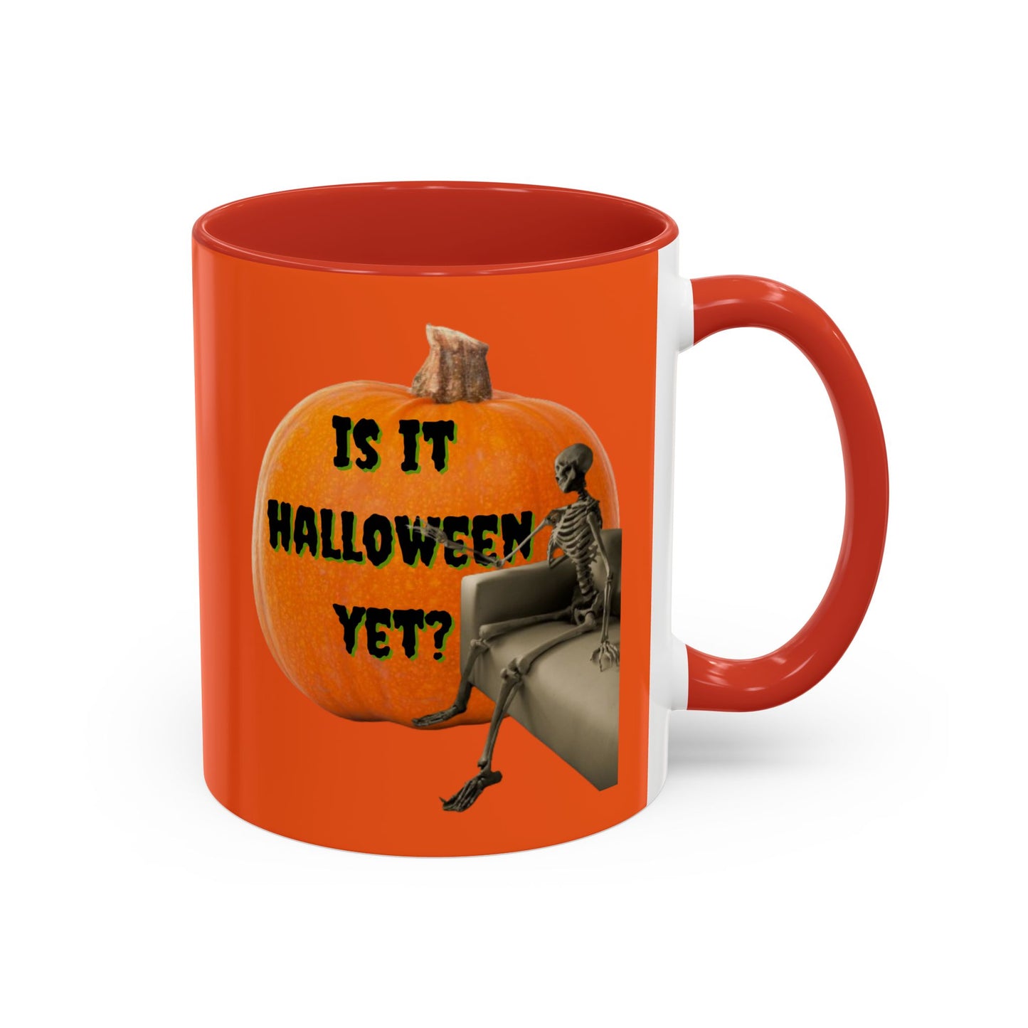 Is it Halloween yet? Skeleton's Giant Pumpkin Orange Accent Mug by CreepyCrafts.boo