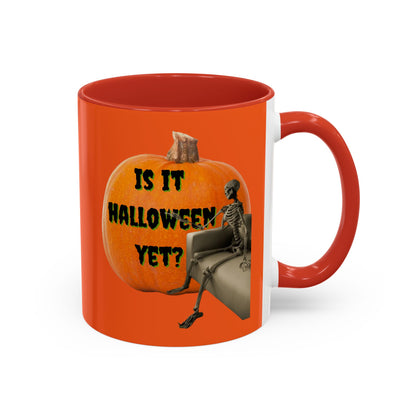 Is it Halloween yet? Skeleton's Giant Pumpkin Orange Accent Mug by CreepyCrafts.boo