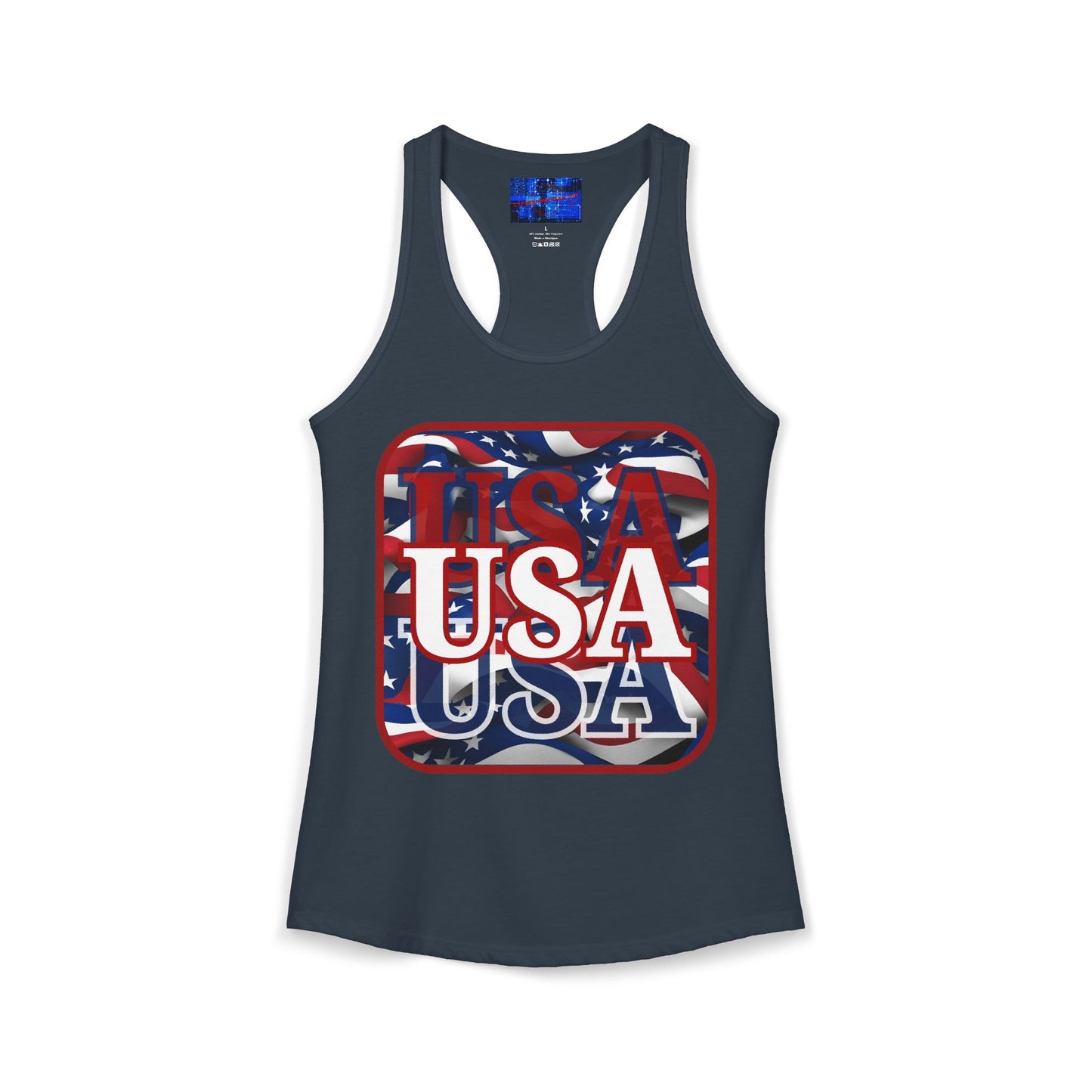 Red WHITE and Blue USA Patriot Women's Racerback Tank Top by cypherpunkgear.com
