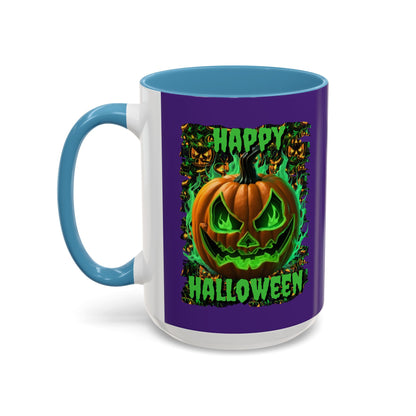 Happy Halloween Green Jack Purple Accent Mug by CreepyCrafts.boo