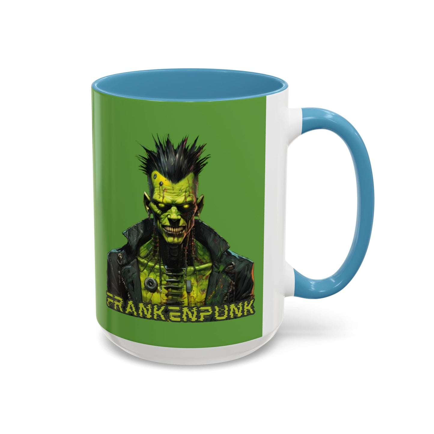 Frankenpunk Green Accent Mug by CreepyCrafts.boo