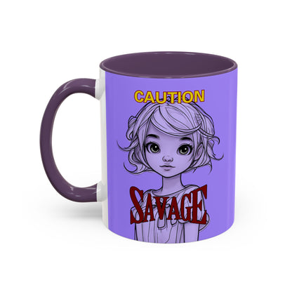 Caution, Savage Light Purple Accent Mug by cypherpunkgear.com
