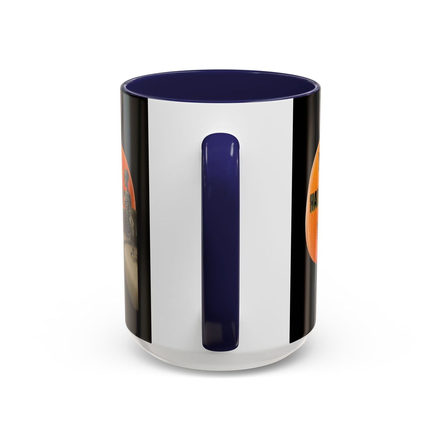 Is it Halloween yet? Skeleton's Giant Pumpkin Black Accent Mug by CreepyCrafts.boo