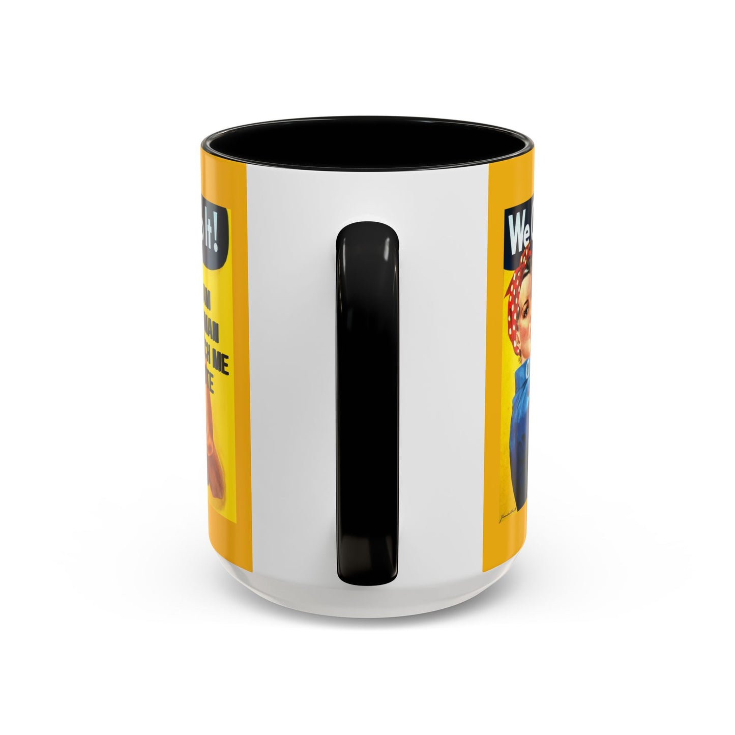 I Am Woman Watch Me Vote Rosie Yellow Accent Mug by cypherpunkgear.com