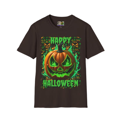 Happy Halloween Green Jack Dark colors Unisex T-Shirt by CreepyCrafts.boo