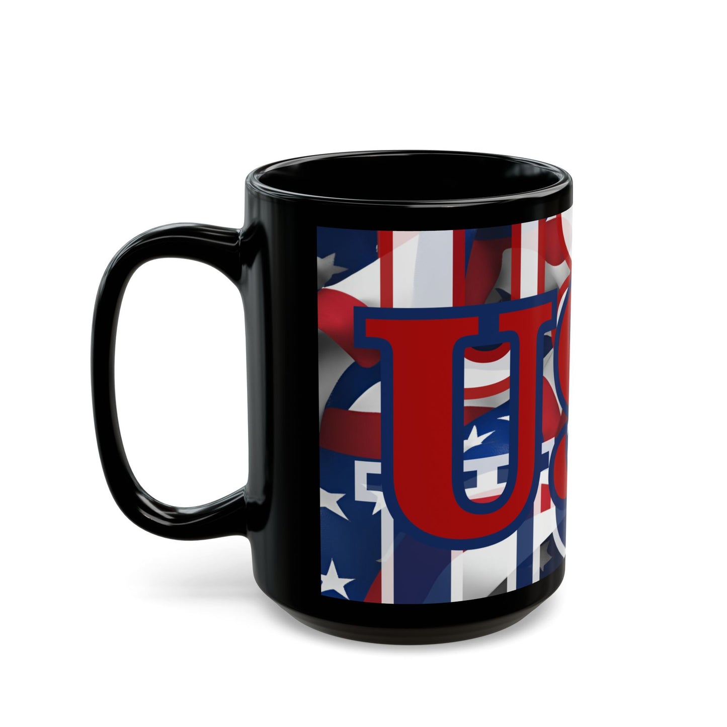 USA! USA! USA Red font Patriot Black Mug by cypherpunkgear.com