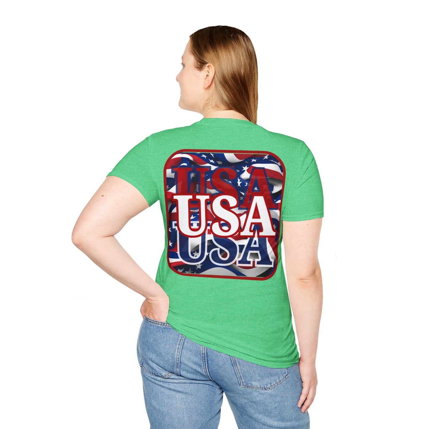 2-sided Red WHITE and Blue USA Patriot DKcolors Unisex T-Shirt by cypherpunkgear