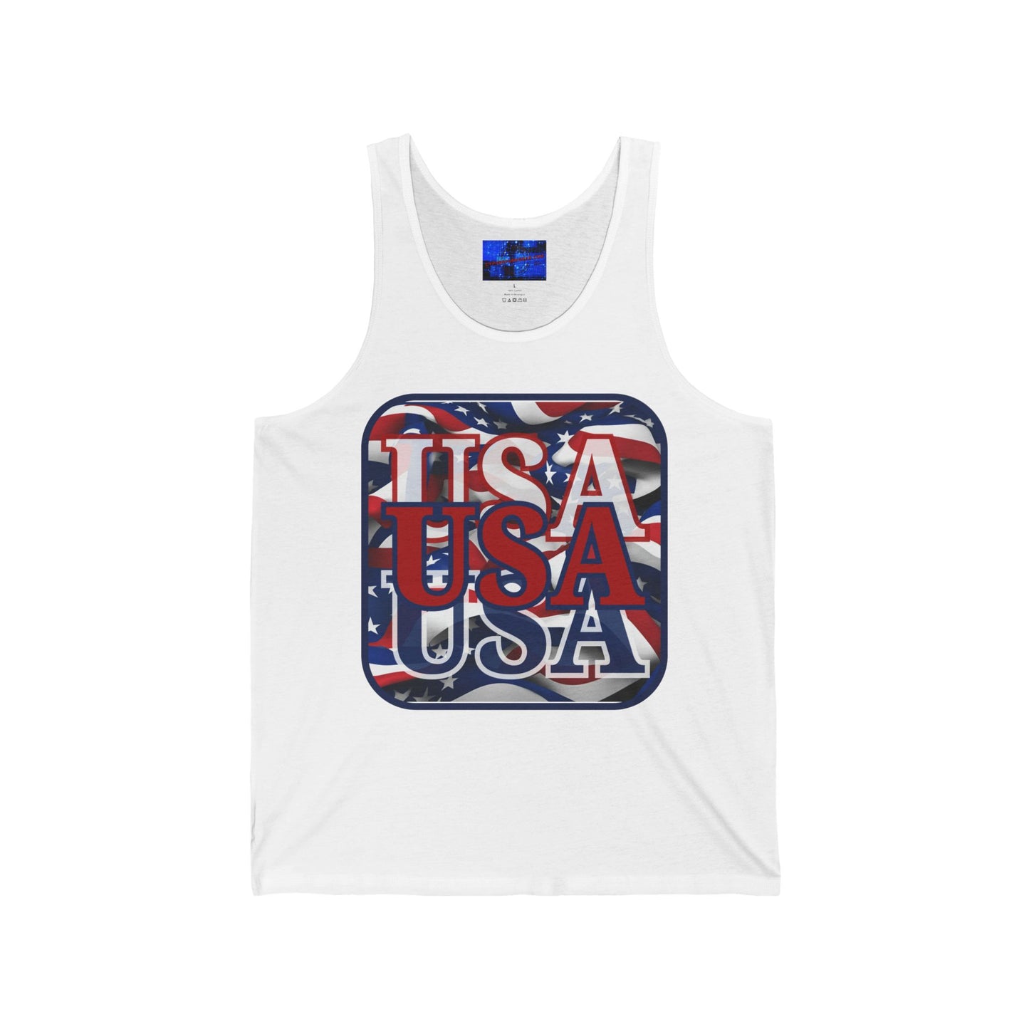 RED White and Blue USA Patriot Unisex Jersey Tank Top by cypherpunkgear