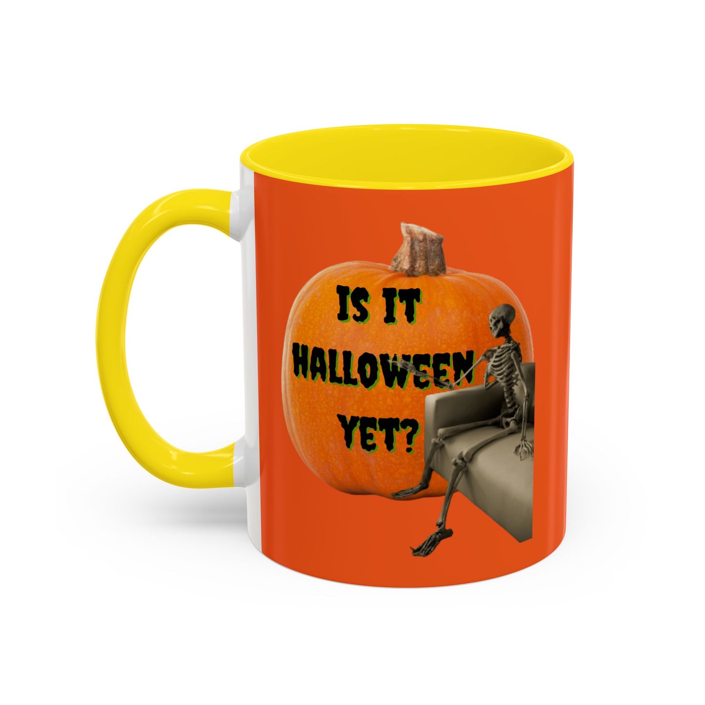 Is it Halloween yet? Skeleton's Giant Pumpkin Orange Accent Mug by CreepyCrafts.boo