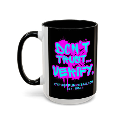 Don't Trust...Verify. Black Accent Mug by cypherpunkgear.com