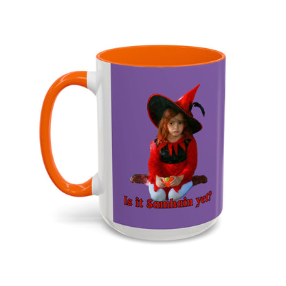 Is it Samhain yet? Light Purple Accent Mug by CreepyCrafts.boo