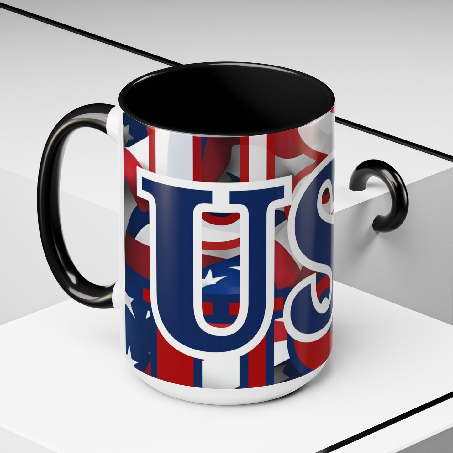 USA! USA! USA BLfont Patriot Accent Mug by cypherpunkgear