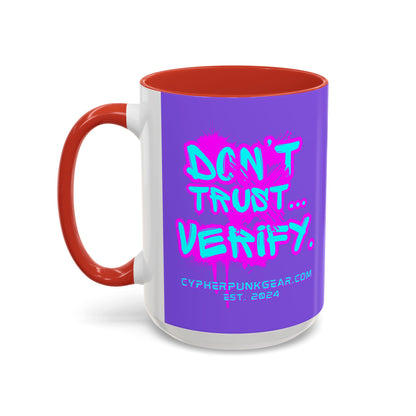 Don't Trust...Verify. Light Purple Accent Mug by cypherpunkgear.com