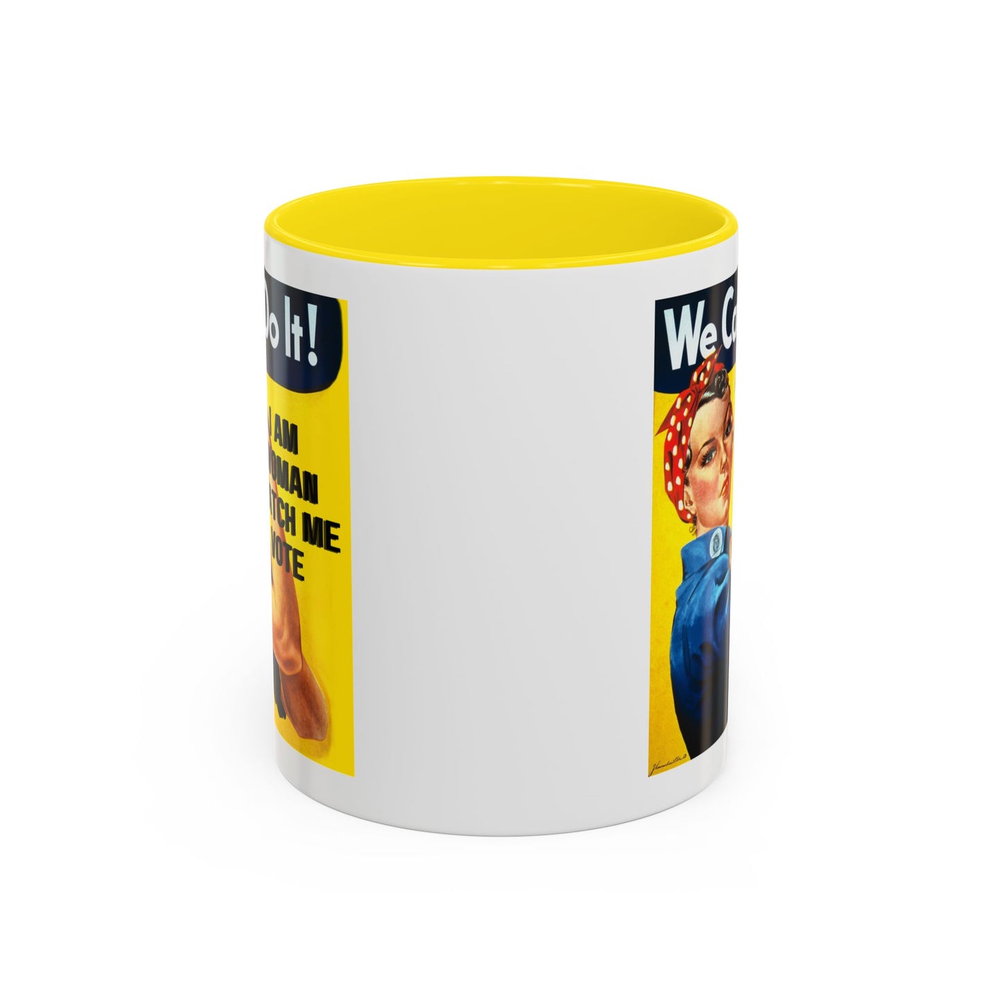 I Am Woman Watch Me Vote Rosie White Accent Mug by cypherpunkgear.com
