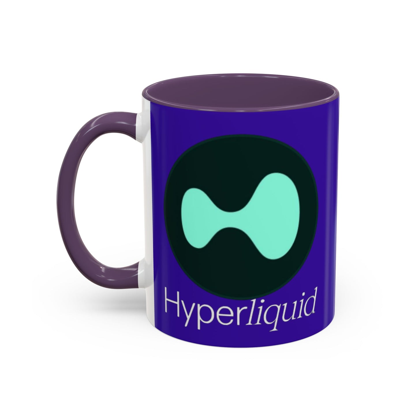Hyperliquid White font Dark Purple Accent Mug by cypherpunkgear.com