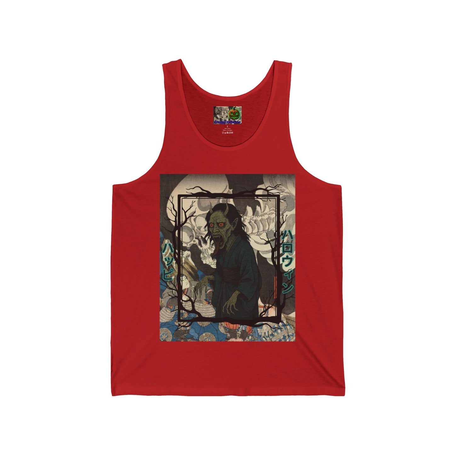 Yōkai Happy Halloween Unisex Jersey Tank Top by CreepyCrafts.boo
