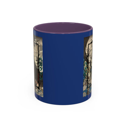 Yōkai Happy Halloween Dark Blue Accent Mug by CreepyCrafts.boo