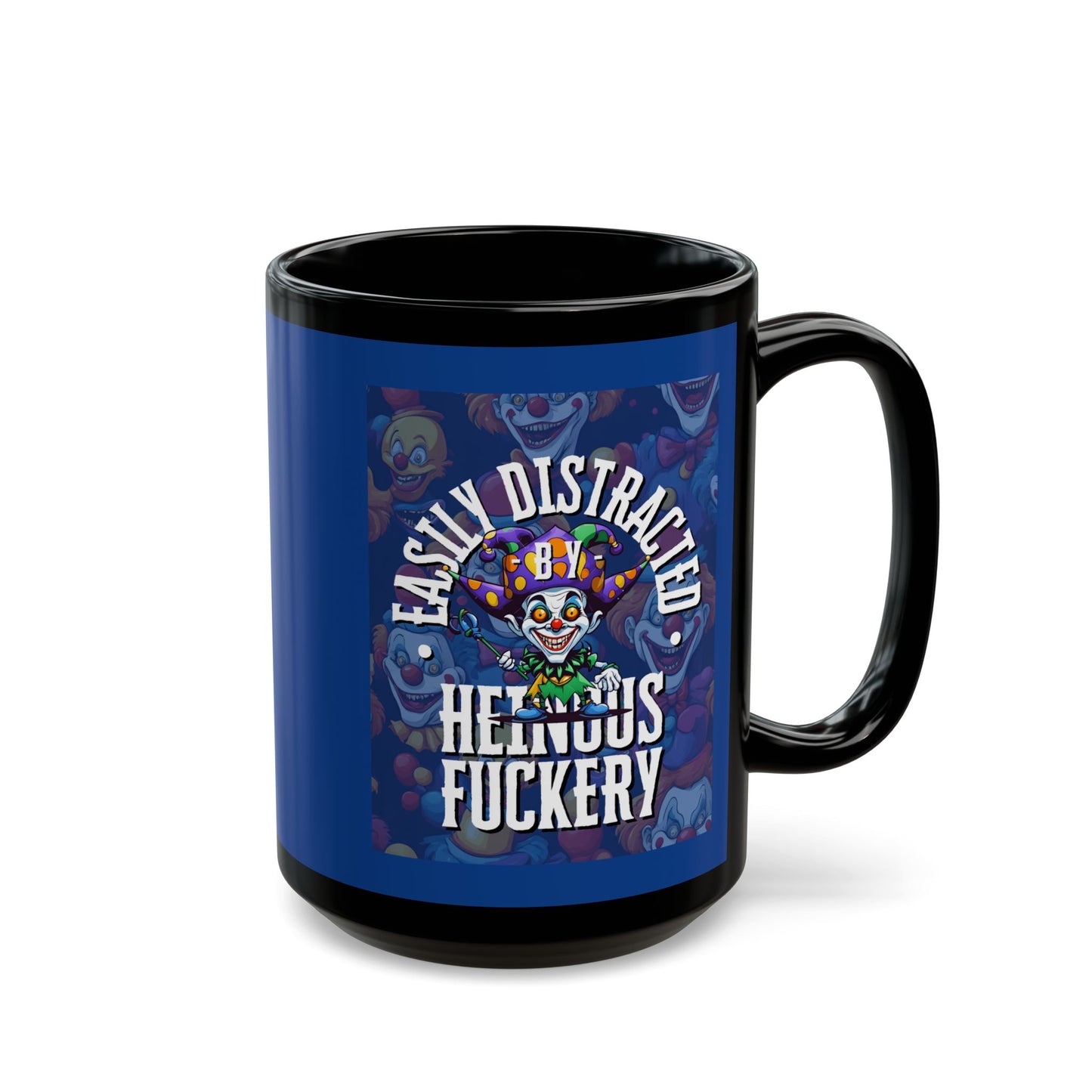 Easily Distracted by Heinous Fuckery Little Jinx Dark Blue Mug by cypherpunkgear.com