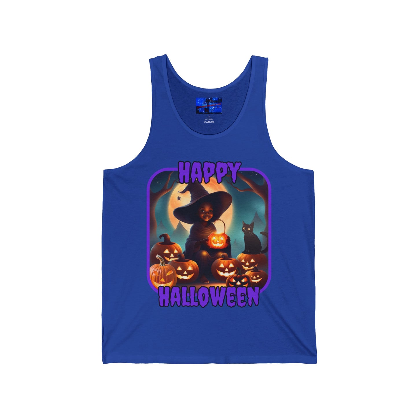 Happy Halloween Cute Witch PRfont Unisex Jersey Tank Top by cypherpunkgear